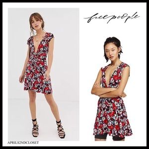 FREE PEOPLE BOHO FLORAL A-LINE MINI DRESS A3C